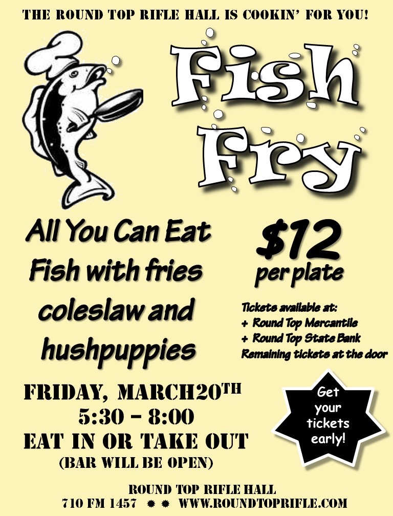 POSTPONED – Round Top Rifle Hall Fish Fry – KTEX 106.1