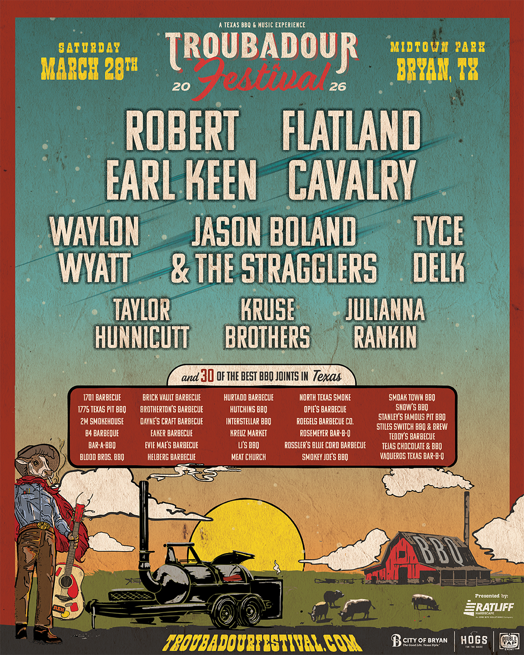 Troubadour Festival March 28, 2026 – Bryan, TX